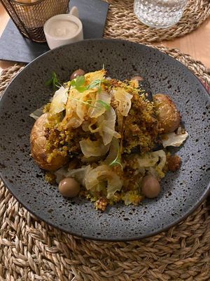 Seafood inspired tofu with nori seaweed at Outro Lado in Faro