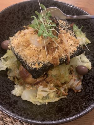 Roasted tofu with cornbread  at Outro Lado in Faro