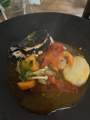 Vegan fish stew  at Outro Lado in Faro