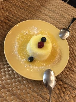 Desert, was disappointed with the desert cuz it wasn’t sweet at al 😢 but it had a very nice presentation!  at Outro Lado in Faro