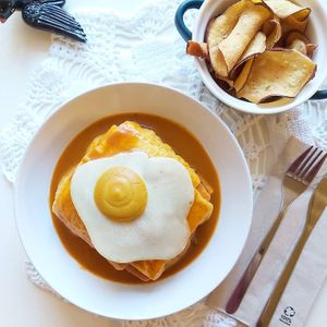 Vegan Portuguese dish Francesinha. at Outro Lado in Faro