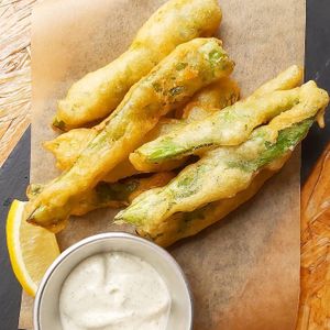 Peixinhos da horta, vegan portuguese dish. at Outro Lado in Faro