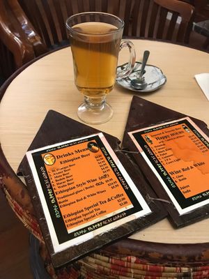 Ethiopian tea at Sengatera Ethiopian in Portland