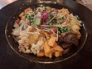 Vegan plate at De Rode Koe in Lille