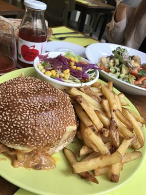 Veggie burger, organic at De Rode Koe in Lille