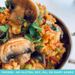 Paella with Mushrooms, Black Olives & Sundried Tomatoes at V on Wheels in Tauranga