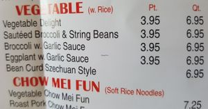 Vegan section of menu
This place is good about substations,  also
They use fresh tofu & vegetables  at Super China  in New Port Richey