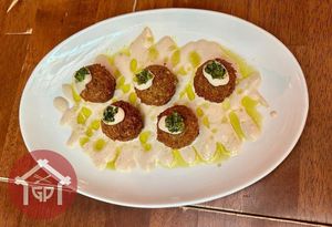 falafel balls with tahini at Gojo Paradiso in Kyoto