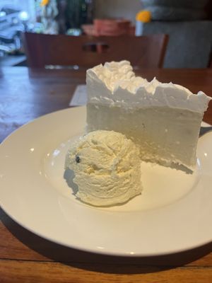 Durian cashew cream cheese cake and passion fruit coconut ice cream.  at Sawobali  in Ubud