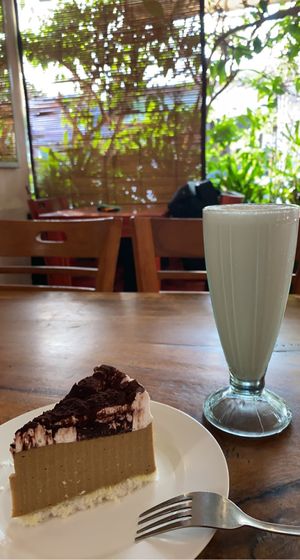 Tiramisu cheesecake and vanilla milkshake.  at Sawobali  in Ubud
