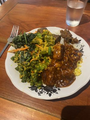 Plate so full! You can’t see all the food hiding underneath   at Sawobali  in Ubud