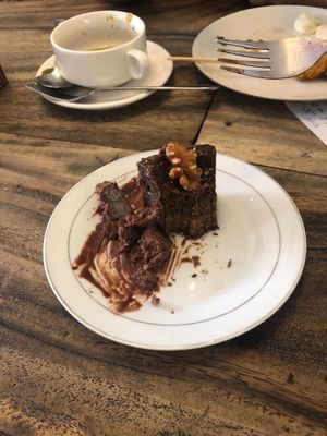 Vegan, Gluten-free Carrot & Walnut cake with Vegan ice cream chocolate   at Sawobali  in Ubud