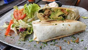 Vegan Wrap with Chanterelles at UNI.WIRT. in Klagenfurt