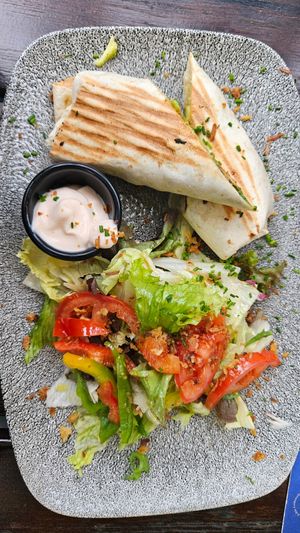 Vegan Wrap with Chanterelles at UNI.WIRT. in Klagenfurt