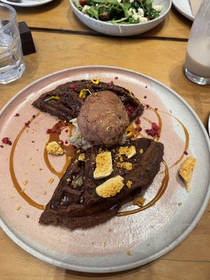 Mocha waffles  at The Sweet Meadow in Echuca