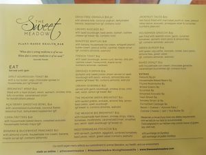 Menu Jan '20 at The Sweet Meadow in Echuca