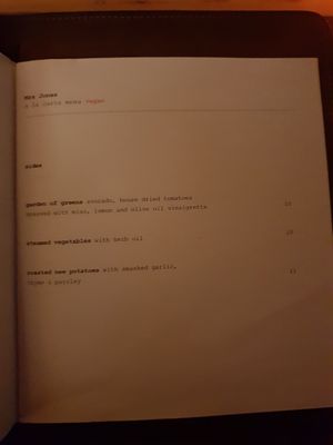 Sides menu at Mrs Jones in Devonport