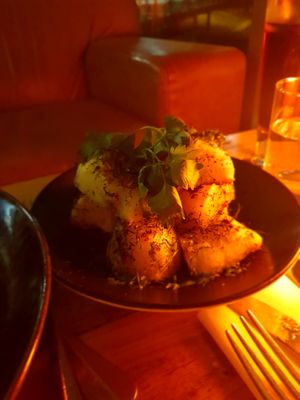 Side of roast potatoes roasted in Rosemary at Mrs Jones in Devonport
