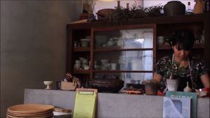 counter at Kousagisha Cafe in Kyoto