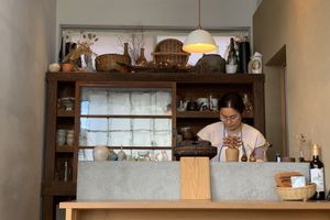 Counter at Kousagisha Cafe in Kyoto
