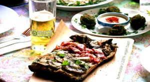 100 % vegan toast at Hummusbar in Tbilisi