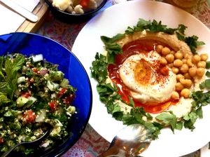 Hummus and Tabuli at Hummusbar in Tbilisi