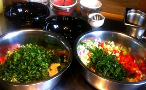 fresh Salads at Hummusbar in Tbilisi