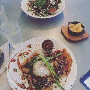General Tso , Taco Salad and side of Mac and cheez at V-Eats in Dallas