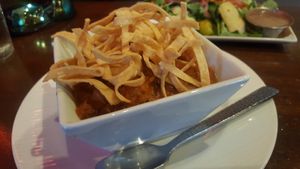 Cup of award winning chili at V-Eats in Dallas