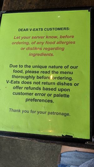 They seat you with this... I thought that was unprofessional but whatever. at V-Eats in Dallas