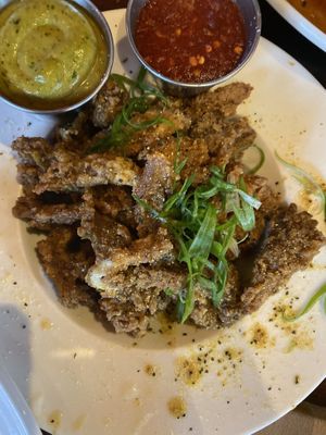 Lemon pepper oyster mushrooms at V-Eats in Dallas