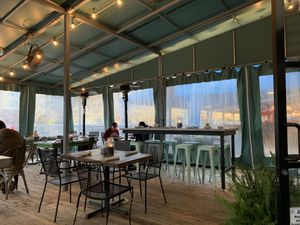 Patio seating at V-Eats in Dallas