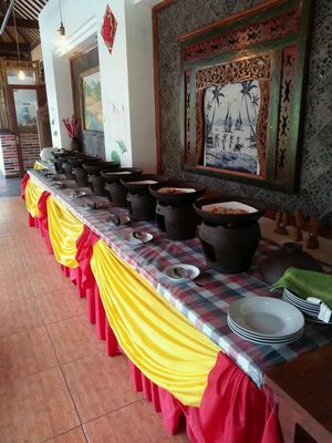 buffet line at Veggie Karma in Ubud