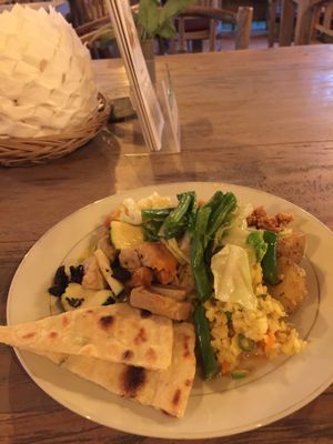 Tasty vegan buffet at Veggie Karma in Ubud