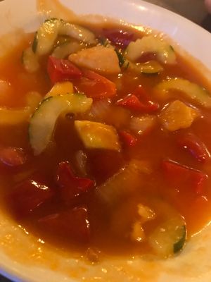 Sweet and sour tofu.  at Veggie Karma in Ubud