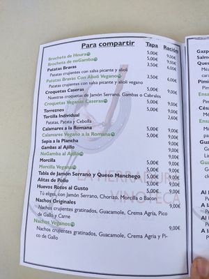 Carta pg 4 at La Herradura Vinoteca in Madrid