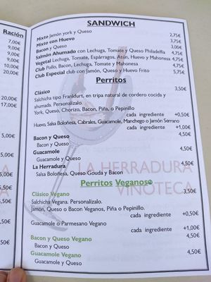 Carta pg 5 at La Herradura Vinoteca in Madrid