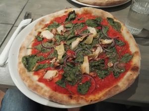 Vegan pizza #1 at Vesuvio Cafe in Oslo