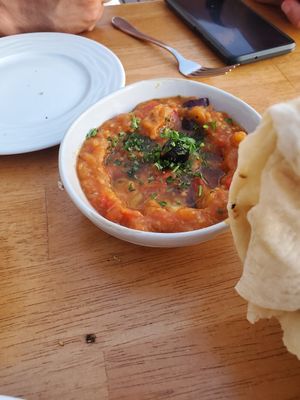 Twice cooked eggplant at Mezze Restaurant in Kralendijk