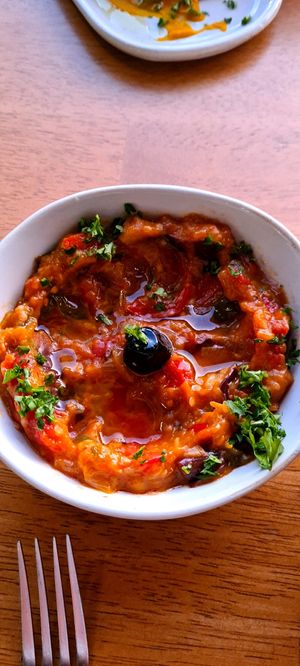 Twice cooked aubergine 🍆 at Mezze Restaurant in Kralendijk