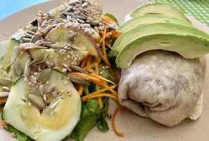 vegan burrito   at Cabuche in Oaxaca