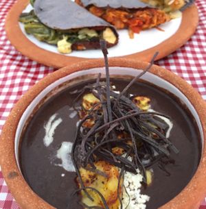 amazing black bean soup and tacos at Cabuche in Oaxaca