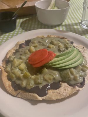 Zucchini Tostada  at Cabuche in Oaxaca