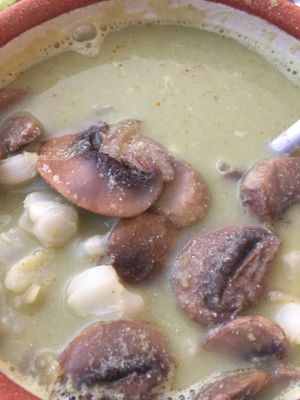 Green pozole at Cabuche in Oaxaca