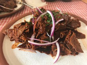 Chilaquiles rojo at Cabuche in Oaxaca