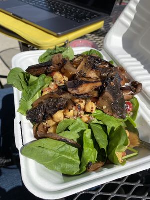 Spinach salad with portabello at LUHV Vegan Bistro in Hatboro