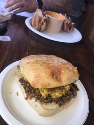 Sausage Egg & Cheese Sandwich 😜 #Vegan at LUHV Vegan Bistro in Hatboro