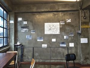 Nice industrial interior with art show. at Unknown Coffee - 언노운커피 in Seoul