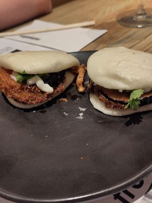 Baos with mushrooms and aubergine at Wagamama in Trowbridge