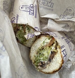 This is the ‘Sometimes …’ sandwich (artichoke hearts and pesto)  at Ike's in Burbank